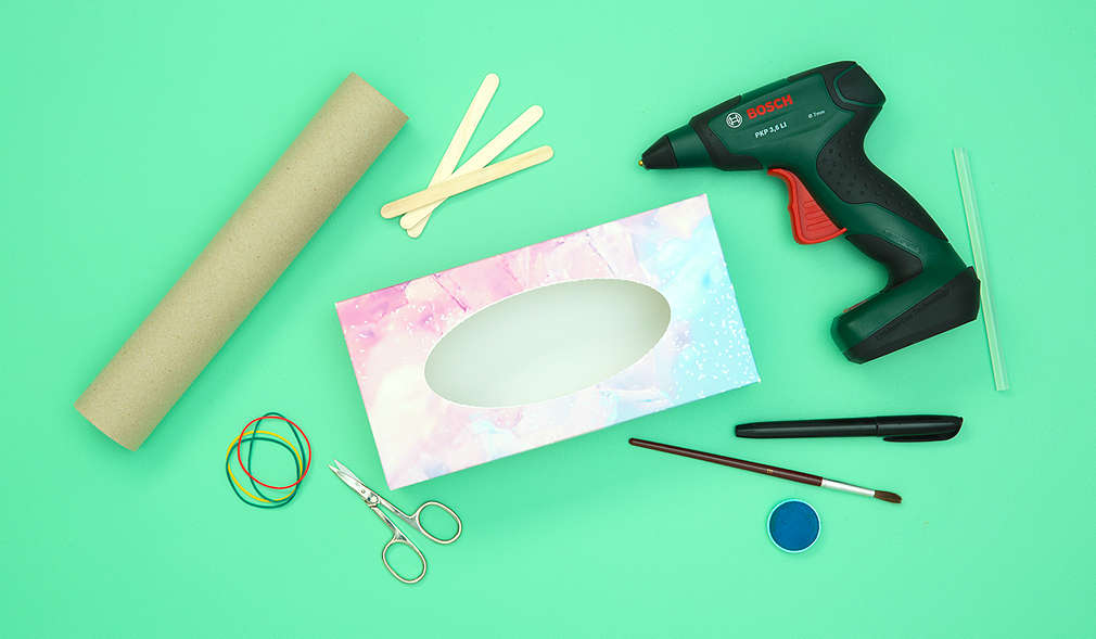 Mini-Gitarre: Alle Utensilien, die für die Bastelanleitung gebraucht werden