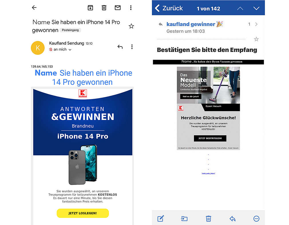 Beispiele für Fake-Gewinnspiele
