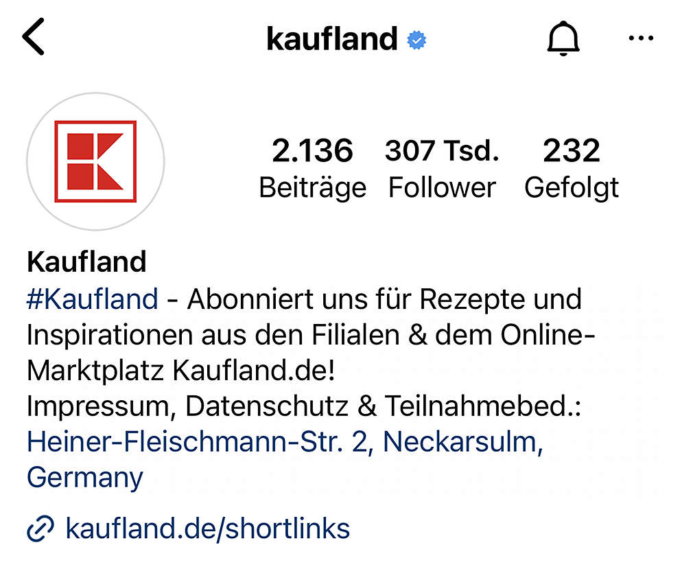 Kaufland-Profil auf Instagram