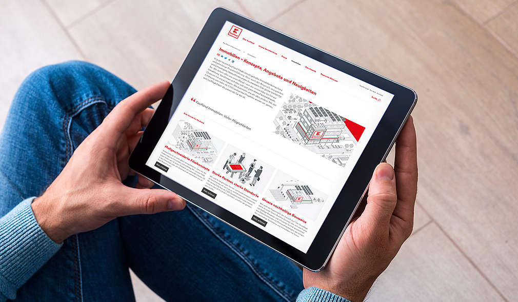 Tablet mit neuer Immobilien-Seite