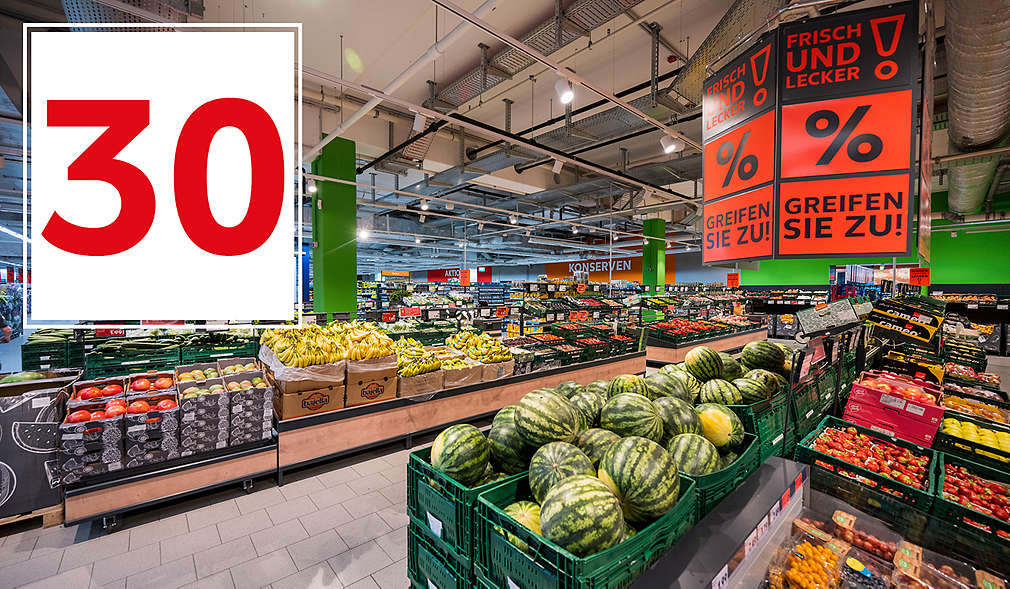 Zahl des Tages 30; Ansicht Kaufland-Filiale innen