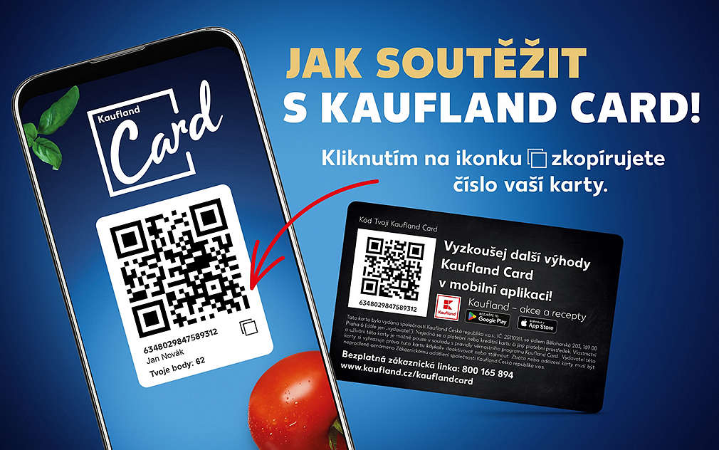 Kaufland Card a mobilní telefon s aplikací Kaufland