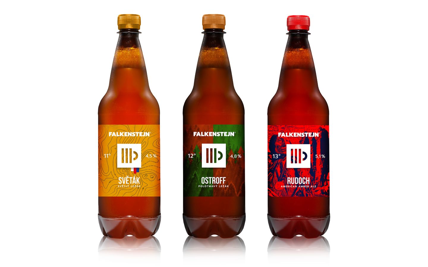 Piva z pivovaru Falkenštejn, různé druhy