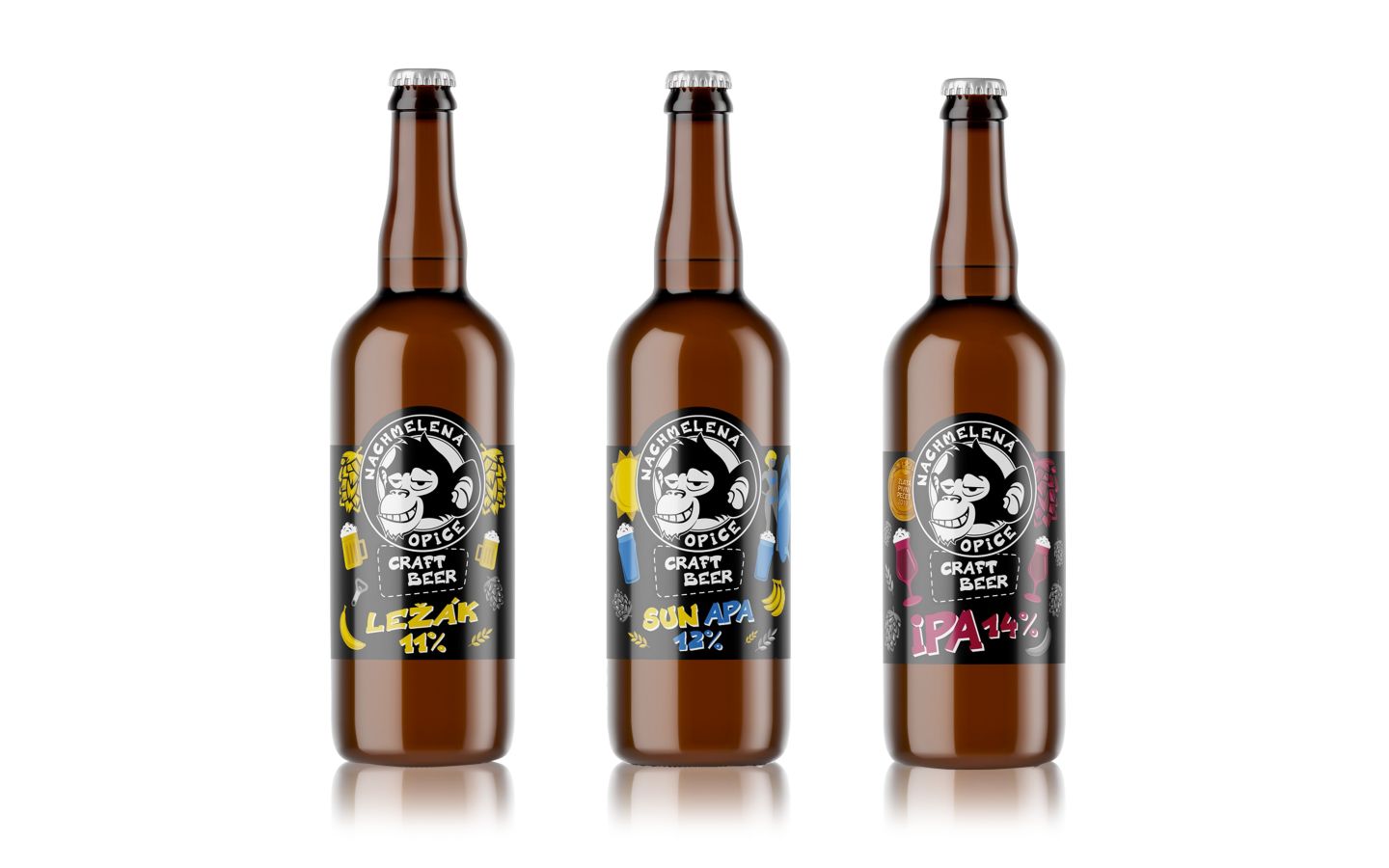 Pivo Nachmelená opice, různé druhy