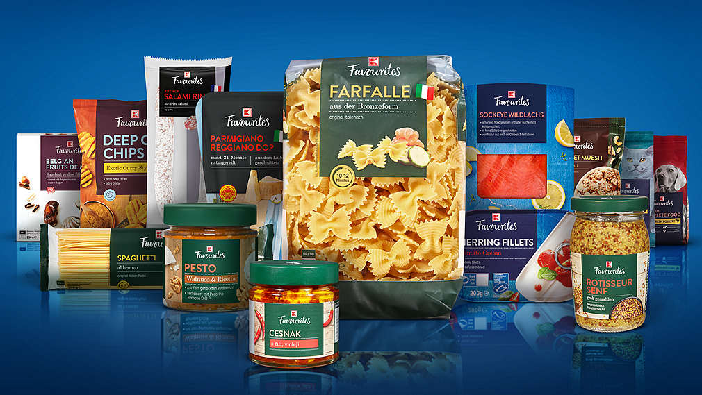 Viaceré výrobky K-Favourites z rôznych produktových kategórií