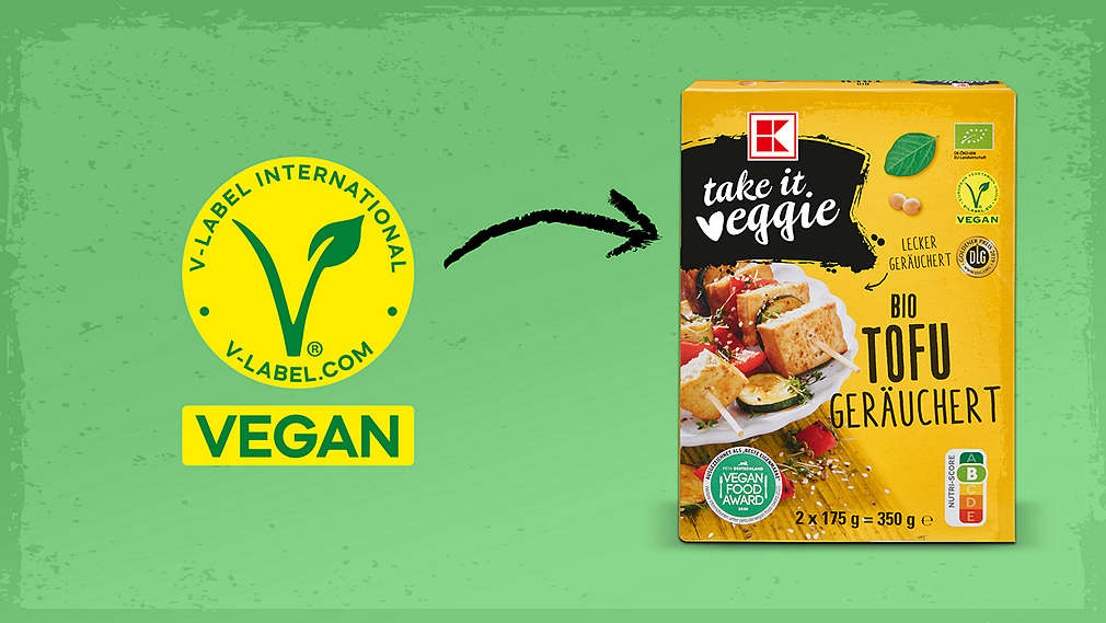 V-Label und Produktverpackung Räuchertofu