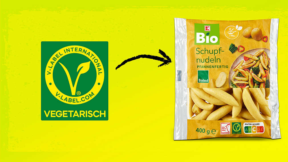 V-LABEL vegetarisch und K-BIO Nudeln