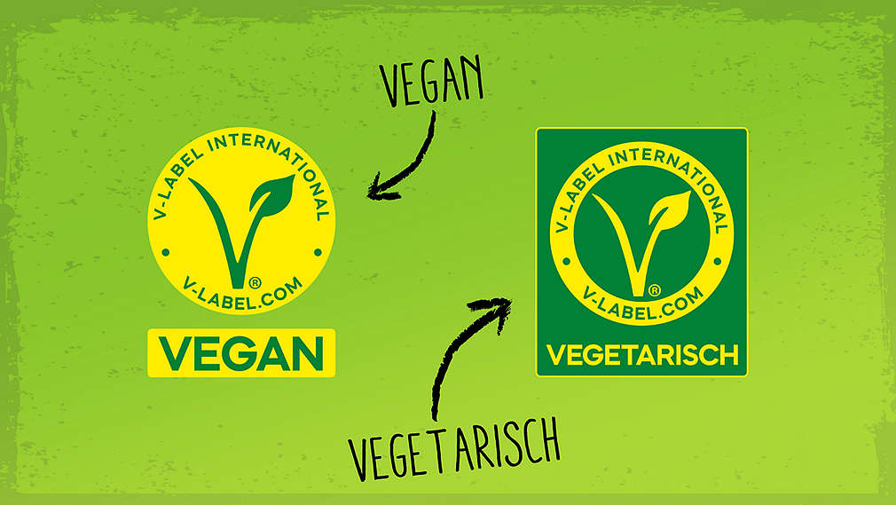 V-Label für vegetarische und vegane Produkte