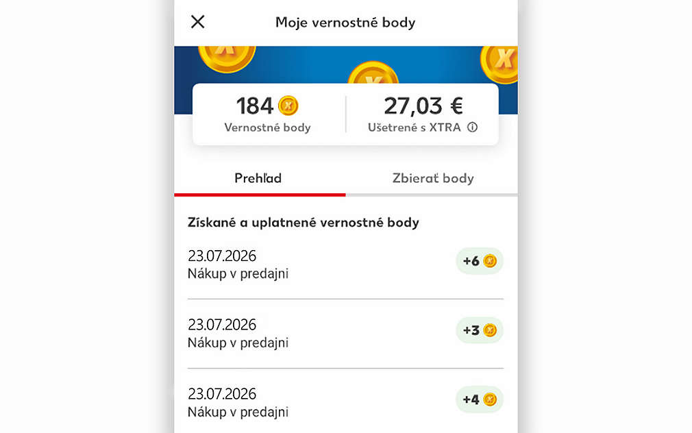 Ukážka z aplikácie - Body navyše