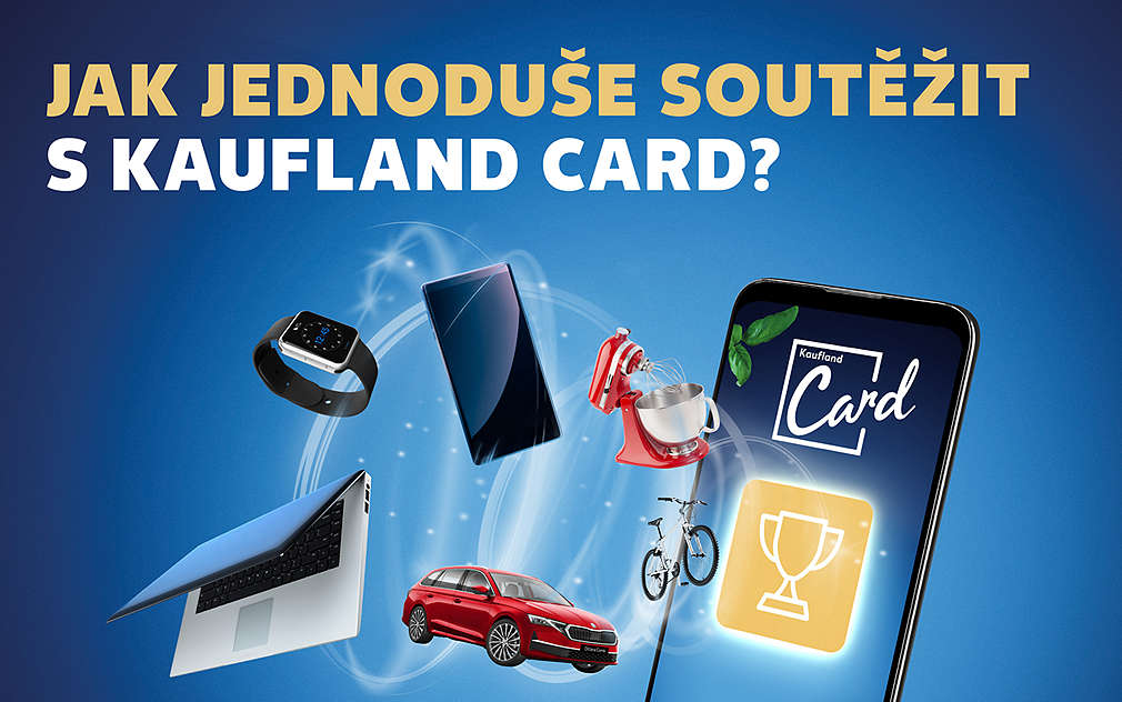 mobilní aplikace Kaufland a vír cen s textem: Jak soutěžit s Kaufland Card