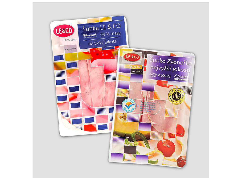 Balené šunky a salámy značky Le&Co - různé druhy