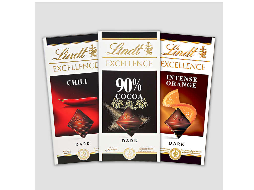 Tabulkové čokolády značky Lindt Excellence - různé druhy