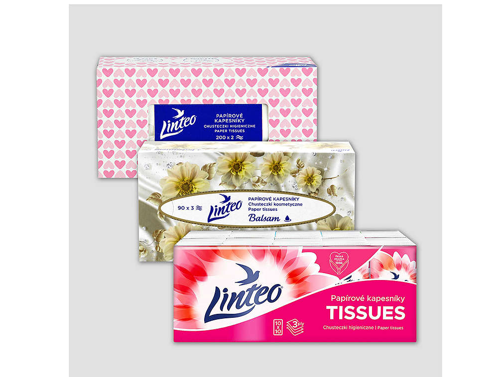 Papírové kapesníky značky Linteo - různé druhy