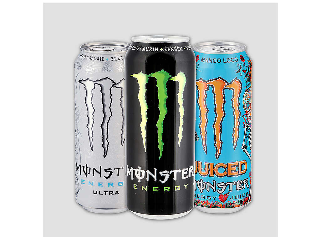 Energetické nápoje značky Monster - různé druhy