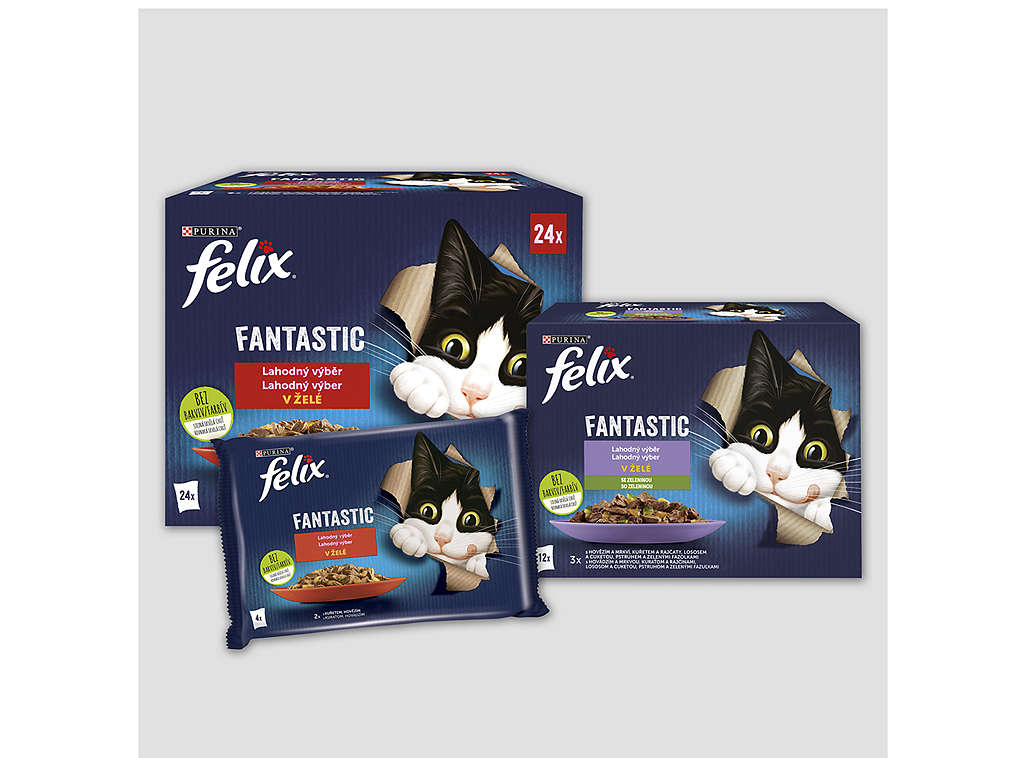 Krmivo pro kočky značky Felix 4x80g až 44x85g - různé druhy