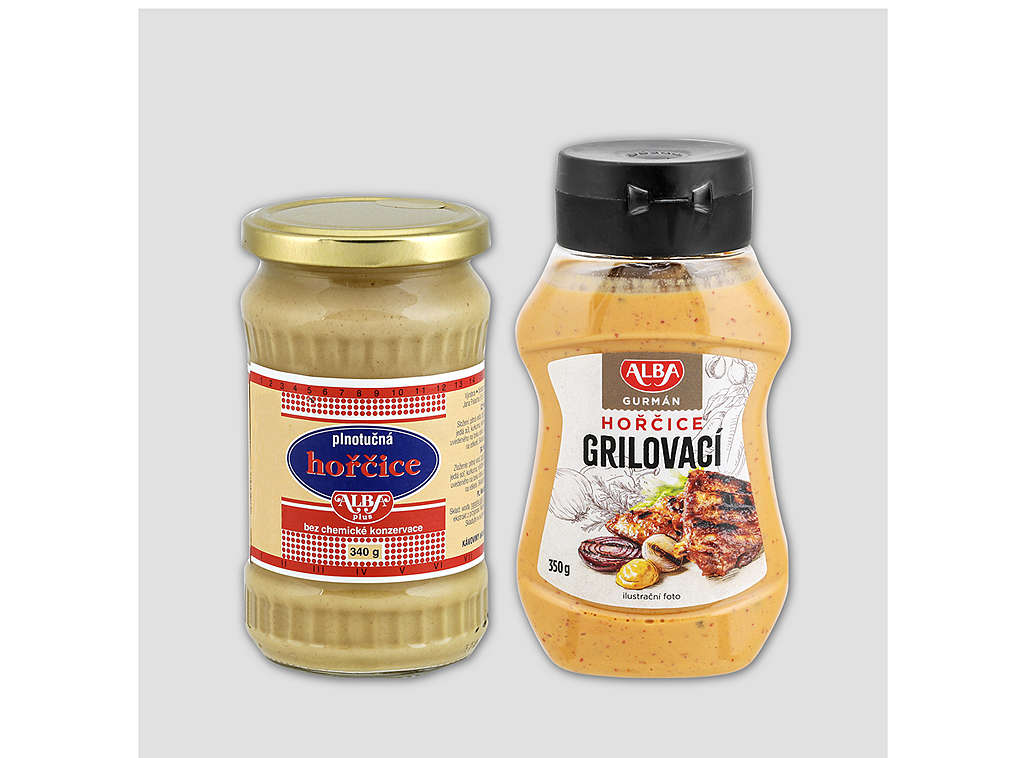 Hořčice značky Alba - různé druhy