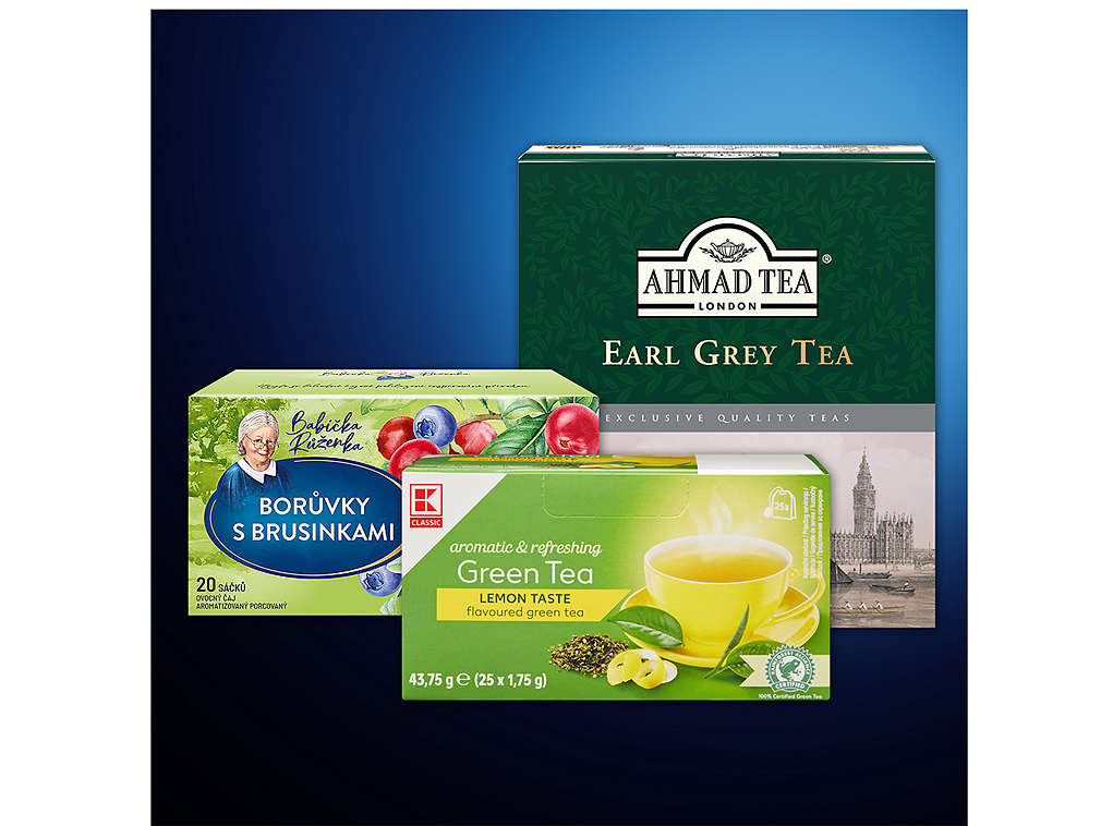 Ovocné, zelené a černé čaje - různé druhy