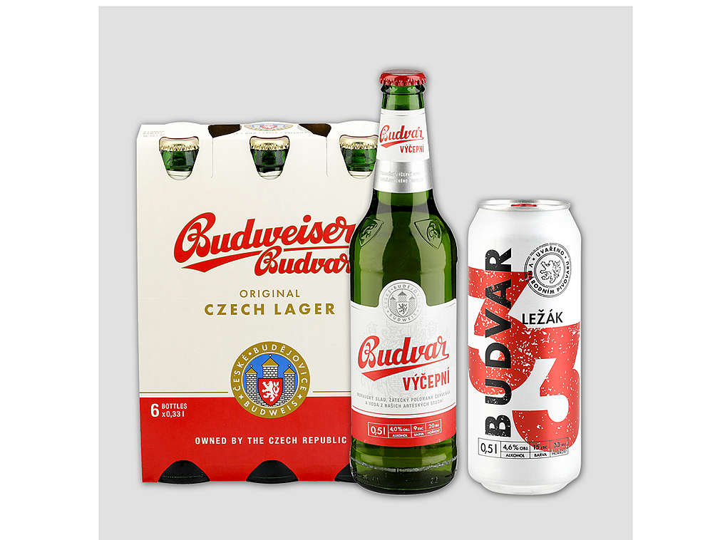 Piva značky Budějovický Budvar - různé druhy