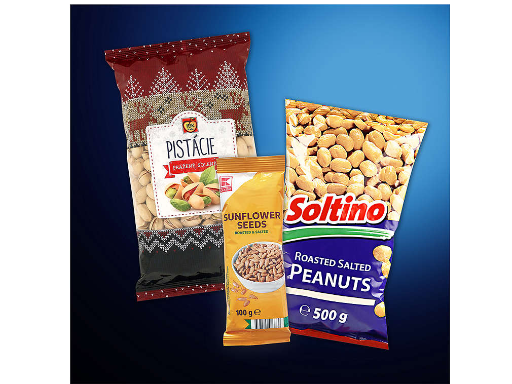 Slané oříšky a semínka - různé druhy