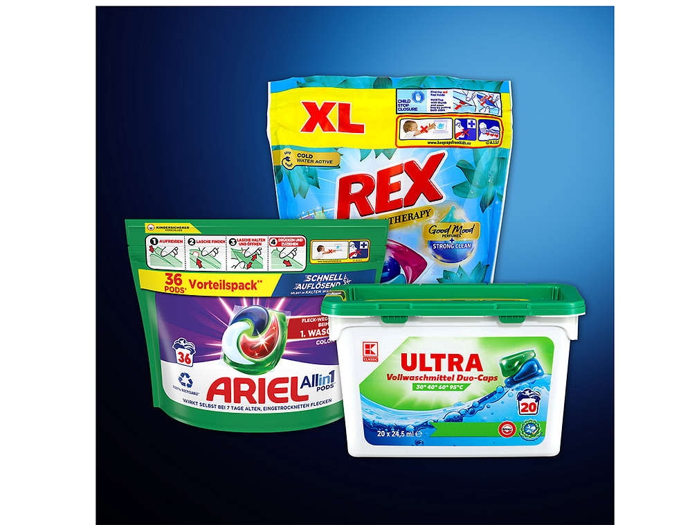 Tablety a kapsle na praní - různé druhy