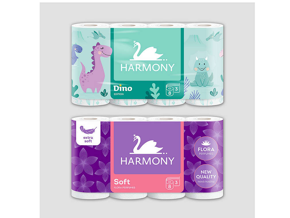 Toaletní papíry značky Harmony - různé druhy