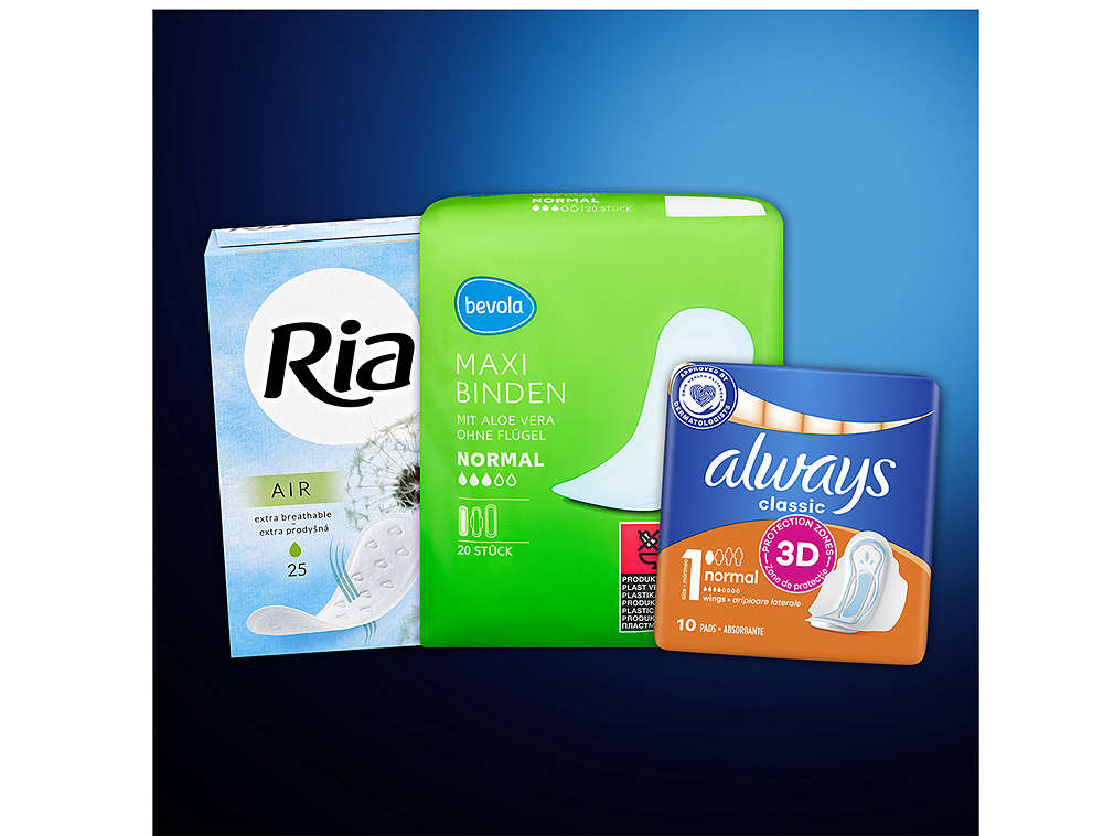 Menstruační a slipové vložky - různé druhy