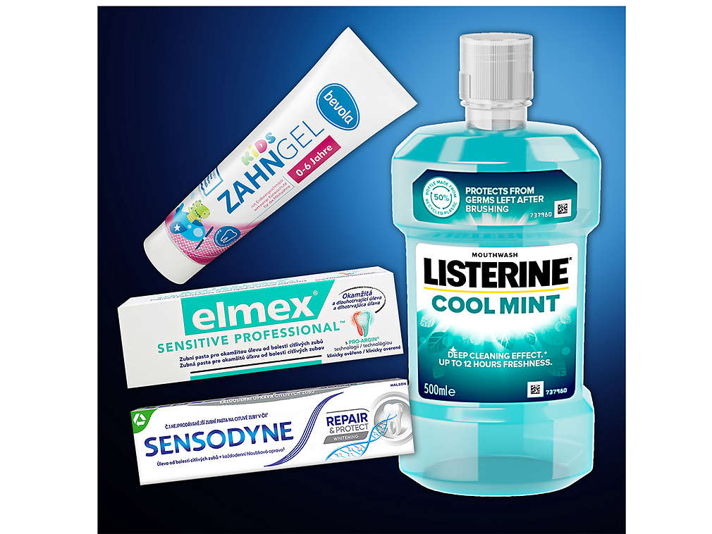 Zubní pasty a ústní vody - různé druhy