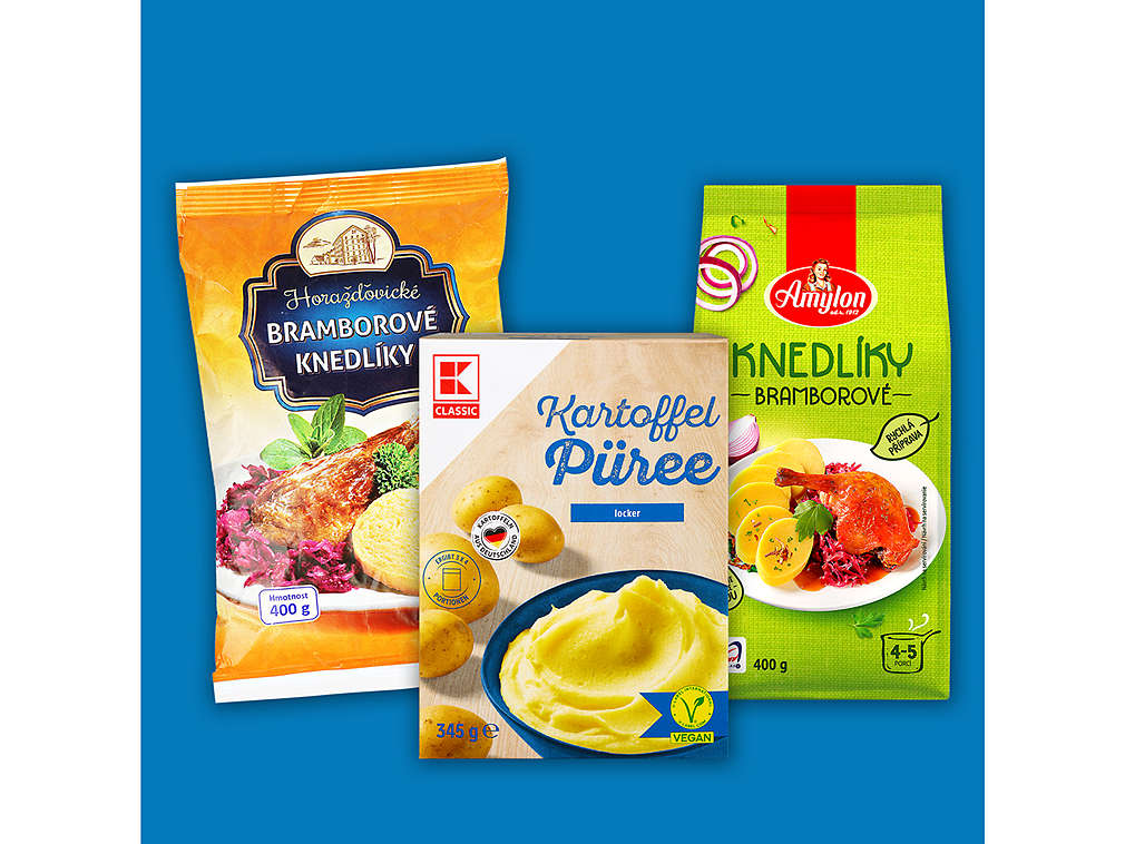 Knedlíky a bramborové kaše v prášku