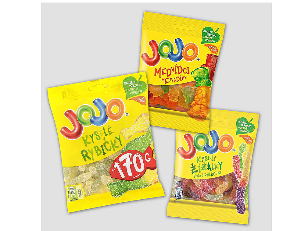 různé druhy bonbónů značky JoJo - Kaufland Card kupón na slevu 40 % za 1 bod