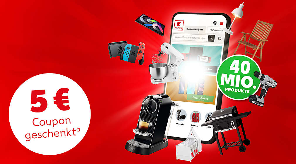 5 € Coupon geschenkt²; Online-Marktplatz mit 40 Mio. Produkten