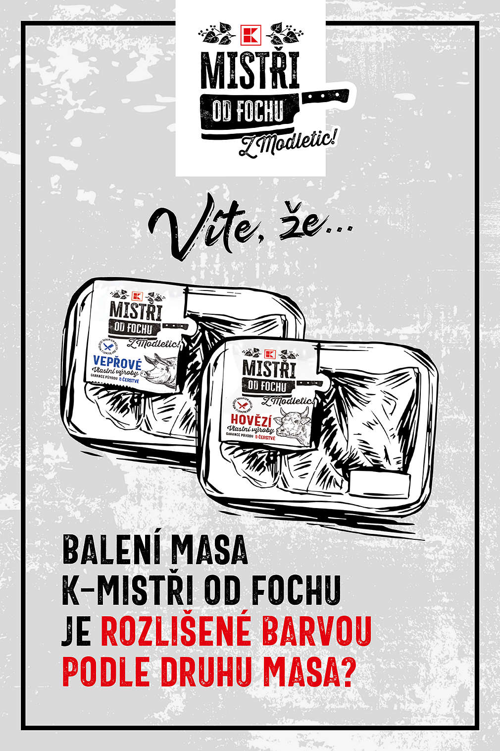 Balení masa je rozlišené arevně podle druhu masa