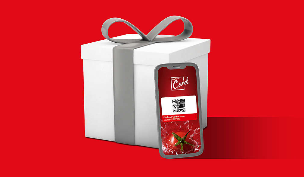 Abbildung: physische und digitale Kaufland Card, Geschenk