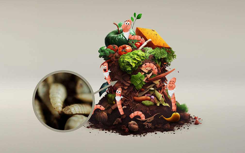 Larvy múch, ktoré konzumujú zvyšky potravy.