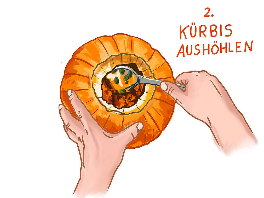 Anwendungsgrafik: Kürbis aushöhlen