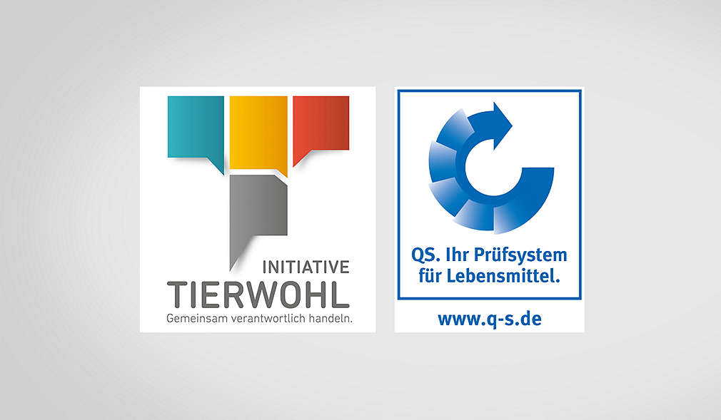 Logos: Haltungsform Stufe 2, Initiative Tierwohl, QS
