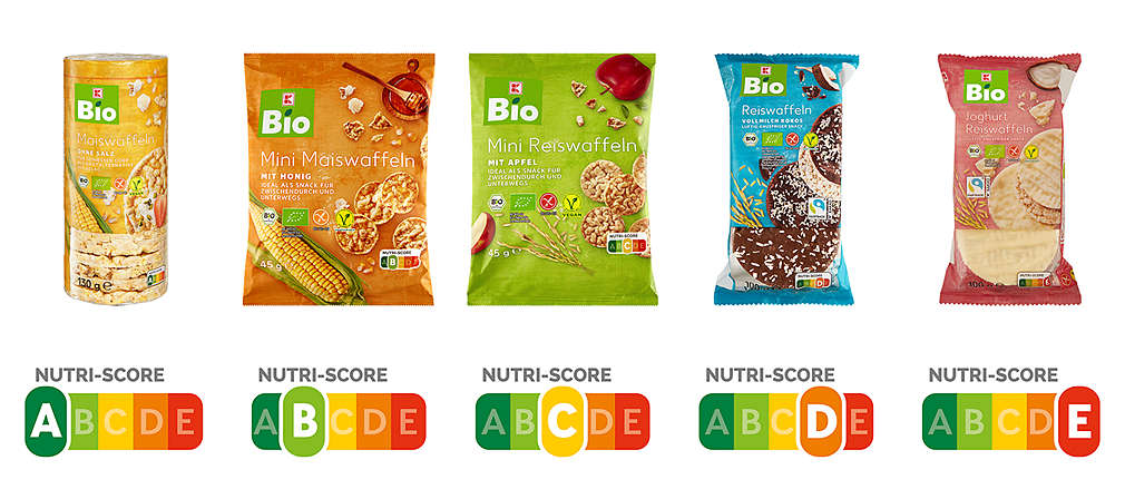 K-Bio Produkte mit unterschiedlichen Nutri-Score Werten