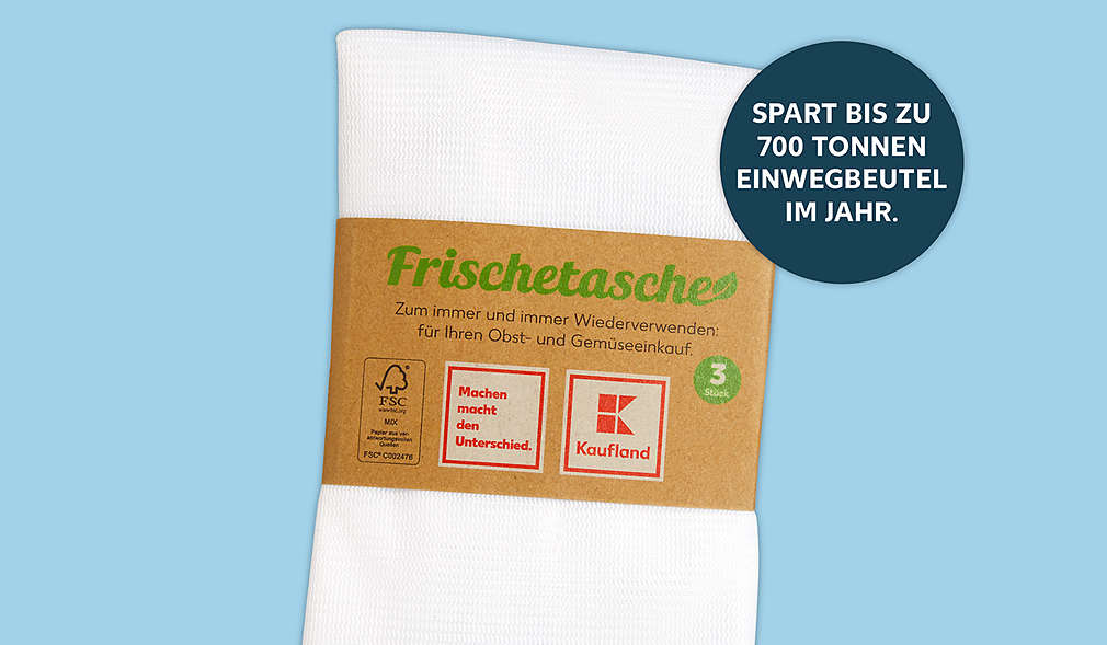 Produktabbildung einer Frischetasche; Spart bis zu 700 Tonnen Einwegbeutel im Jahr