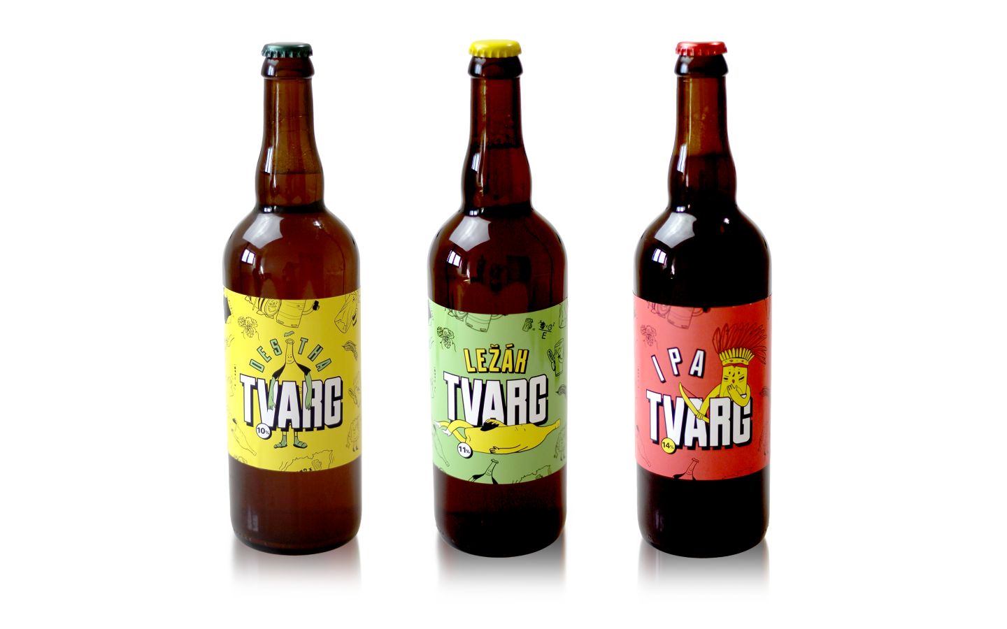 Piva z pivovaru Tvarg, různé druhy