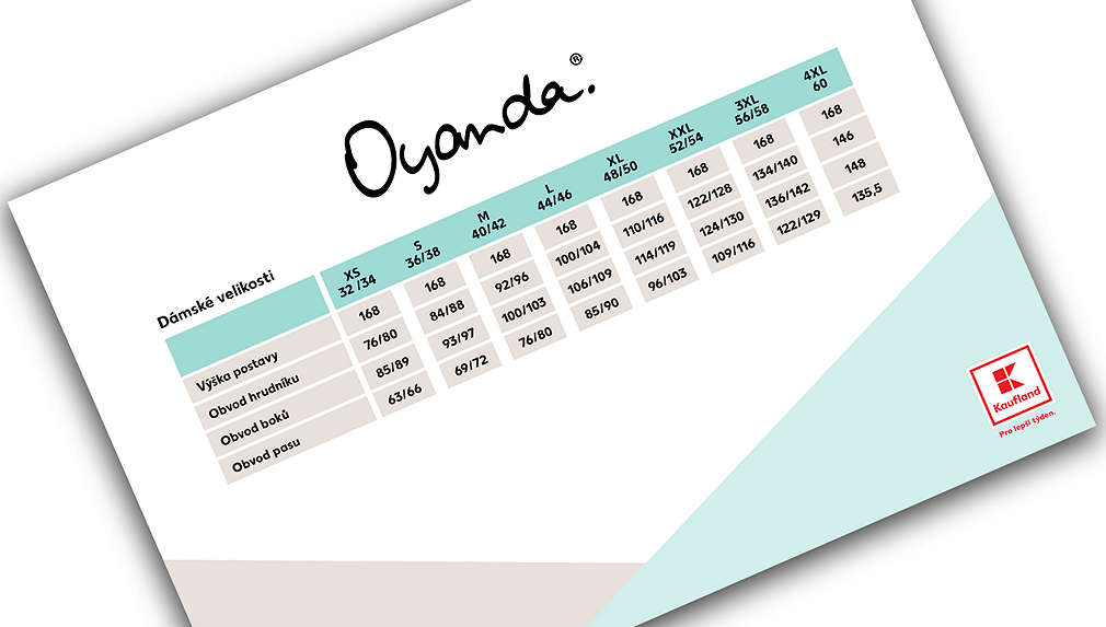 Velikosti oblečení Oyanda