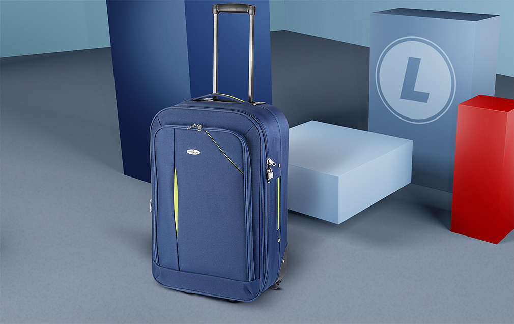 Wielkości walizek: walizka z wysuwanym uchwytem rozmiar L