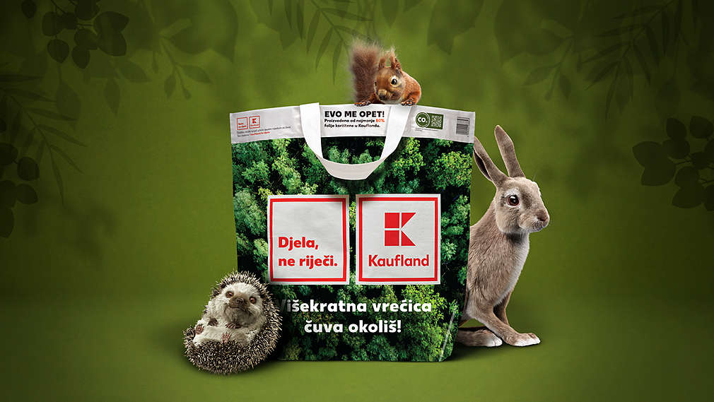 Die Mehrwegtasche von Kaudland umringt von verschiedenen Waldbewohnern