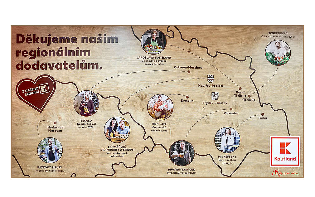 Regionální stěna v prodejně Kaufland.