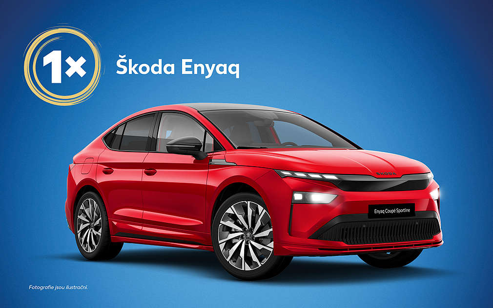 červený vůz Škoda Enyaq