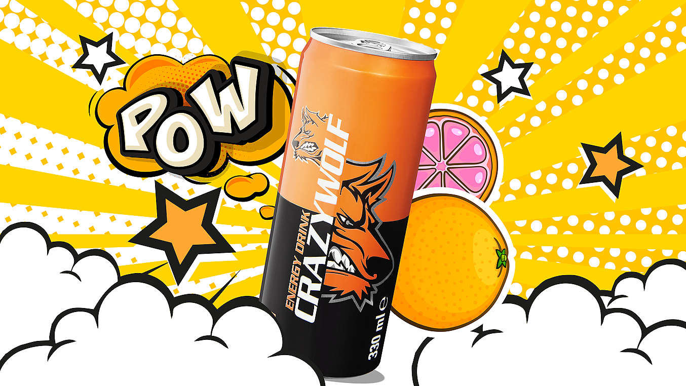 Produktabbildung: CRAZY WOLF Energydrink, Sorte Regular 