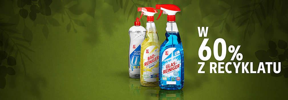 Cztery różne środki czystości marki K-Classic, których opakowania w 60% składają się z recyklatów.