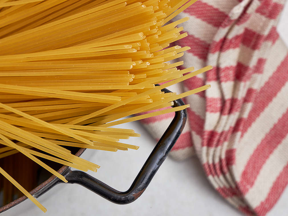 Детайлно изображение на спагети