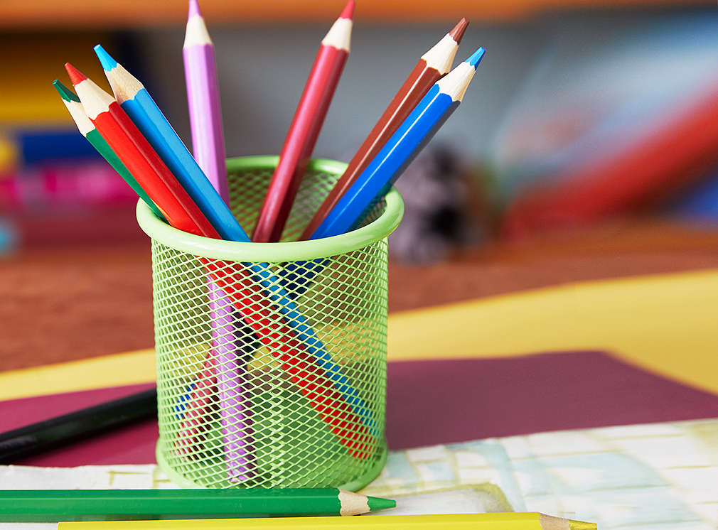 Tidy pens in a pen holder