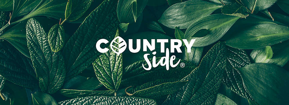 Countryside logo on real leaf background