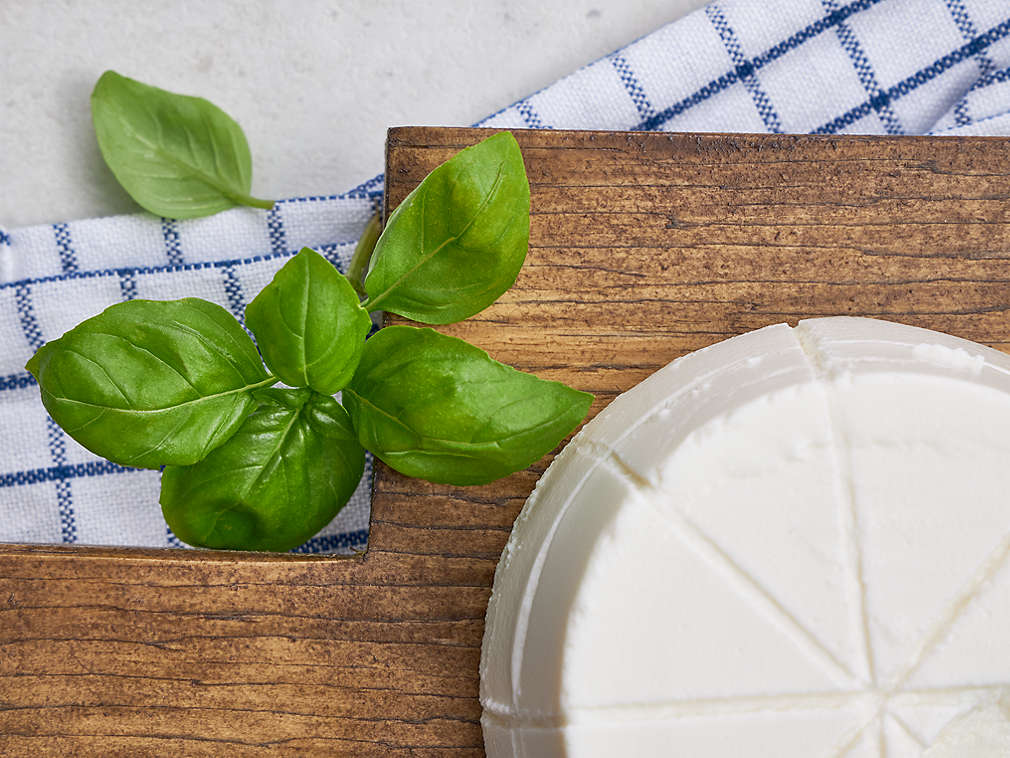 Svježi rikota u detaljnom prikazu