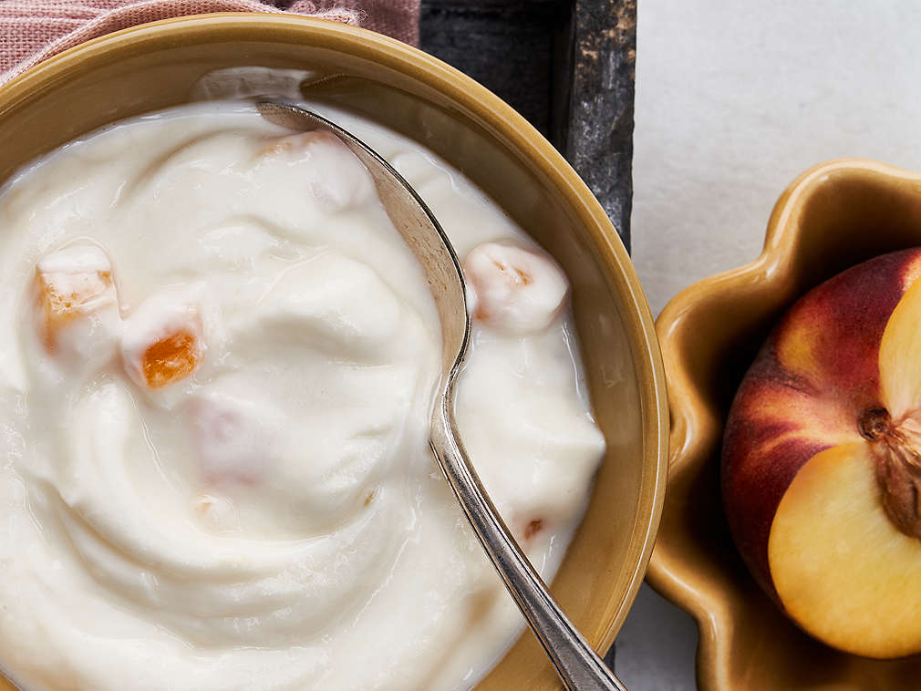 Svježa voćna skuta u detaljnom prikazu